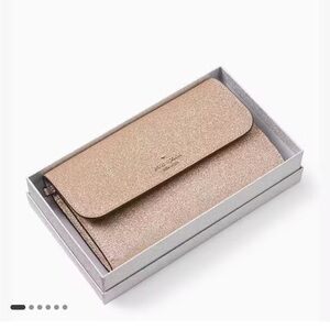 🌸 NWOT Kate Spade Rose Gold Sparkle Tinsel Large Continental Wallet 🌸